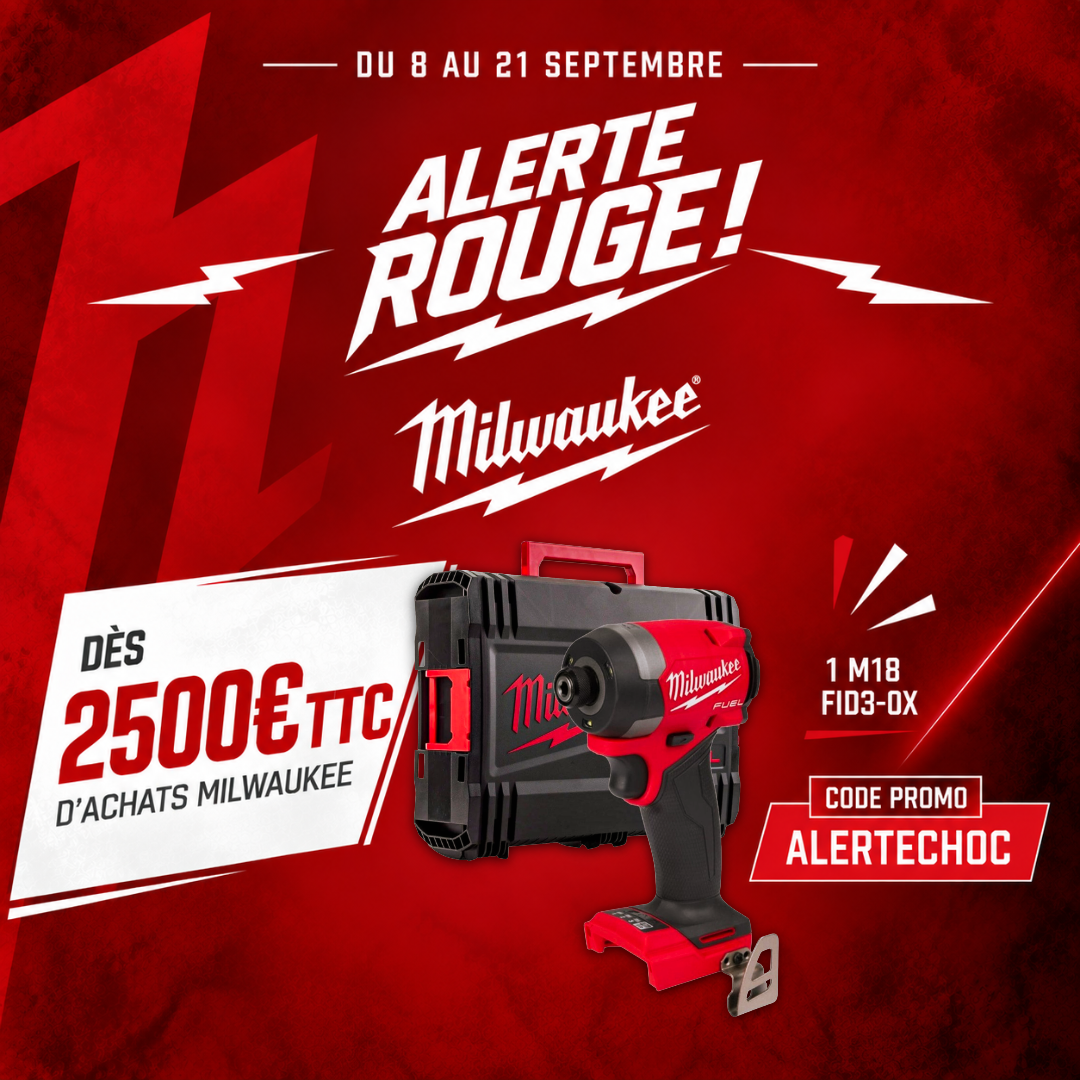 Visseuse à chocs Milwaukee M18 FUEL FID3-0X référence 4933479864 offerte dès 2500 euros TTC d'achats pendant l'opération Alerte Rouge Milwaukee