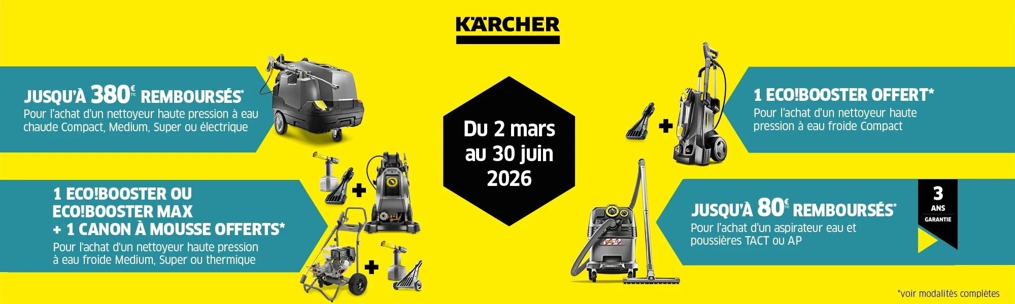 Offre de remboursement Kärcher 2026 jusqu'à 380€ remboursés et accessoires offerts